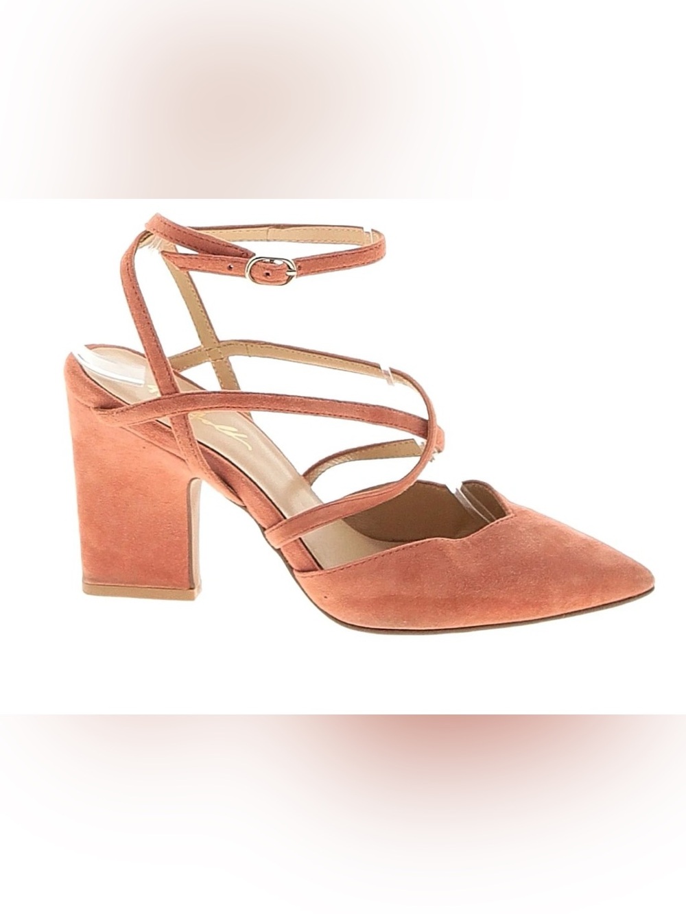 42 Gold- Fire Pointy Toe Ankle Strap Pump Size 8